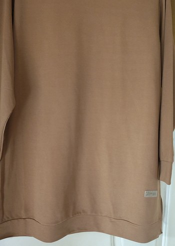 Bej Çizgili Rahat uzun Tunik - Görsel 3