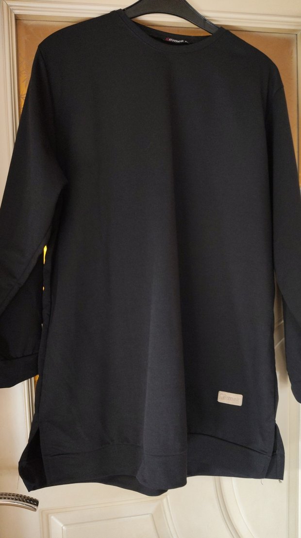 Bej Çizgili Rahat uzun Tunik - Görsel 2