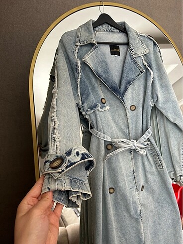 Denim trençkot