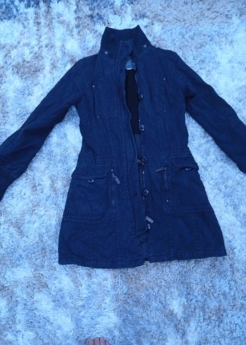 Kadın Uzun Denim Kışlık Ceket - Görsel 3