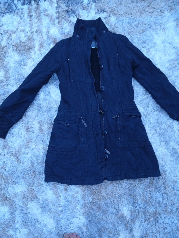 Kadın Uzun Denim Kışlık Ceket - Görsel 3