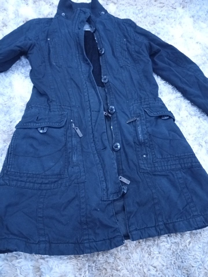 Kadın Uzun Denim Kışlık Ceket - Görsel 4