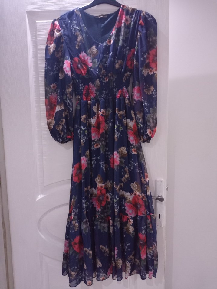 Çiçek Desenli Bohem Uzun Elbise - Görsel 2