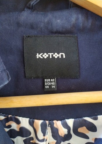 Koton Düğmeli Lacivert Denim Midi Trençkot