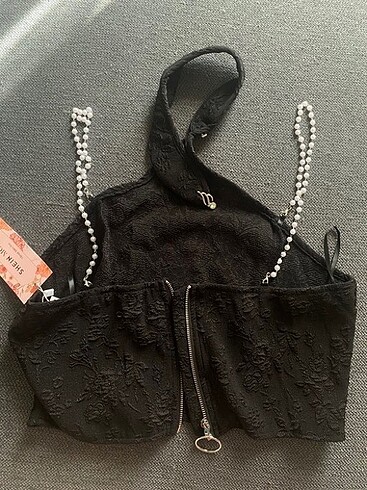 m Beden shein rhinestone detayli inci zincirli ust
