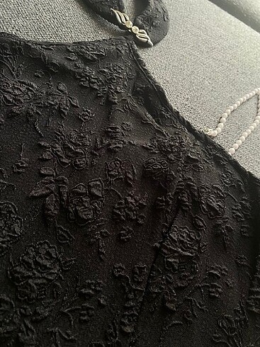 m Beden siyah Renk shein rhinestone detayli inci zincirli ust