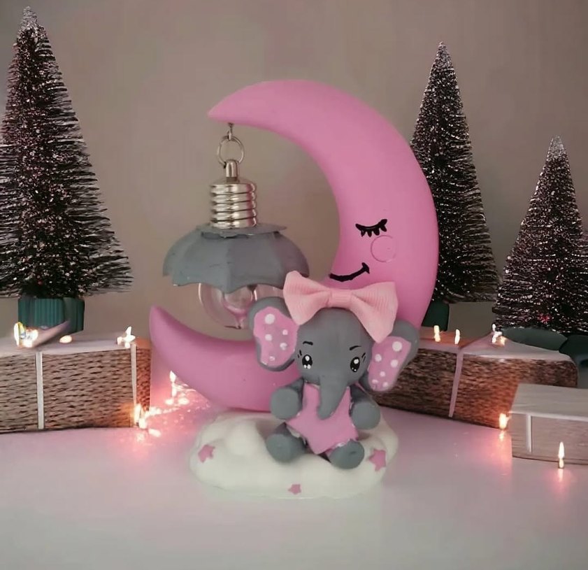 Renkli Ay ve Fil Figürlü Dekoratif Biblo - Görsel 2