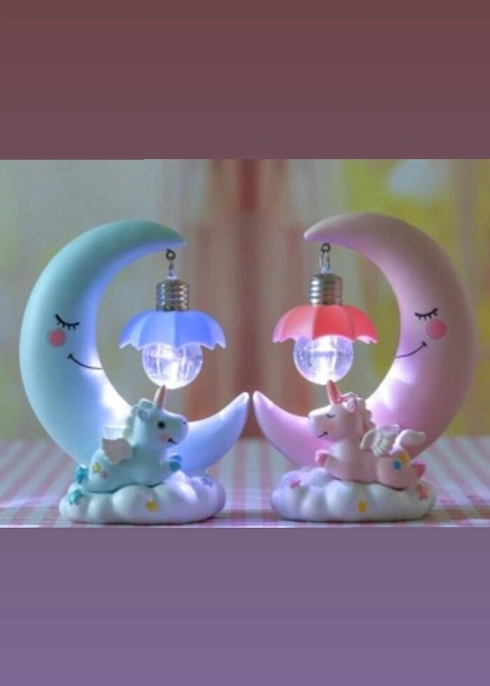 Dekoratif ay dede unicorn( lambası görsel amaçlidir - Görsel 2