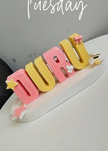 Taş tozundan yapilmiş dekoratif isimlik - Görsel 4