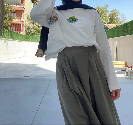 Be Blue Haki Poplin Etek - Görsel 2