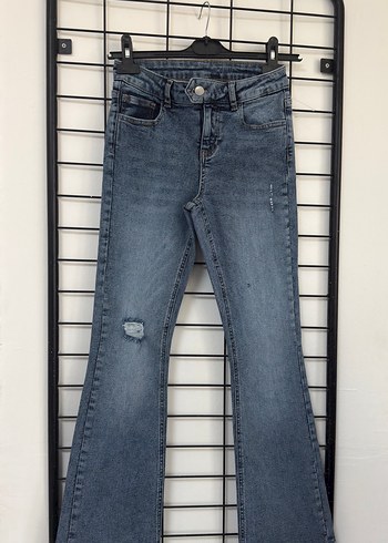 Kadın Mavi Denim Normal Boy Bol Paça Jean