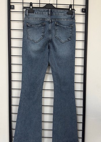 Zara Kadın Mavi Denim Normal Boy Bol Paça Jean