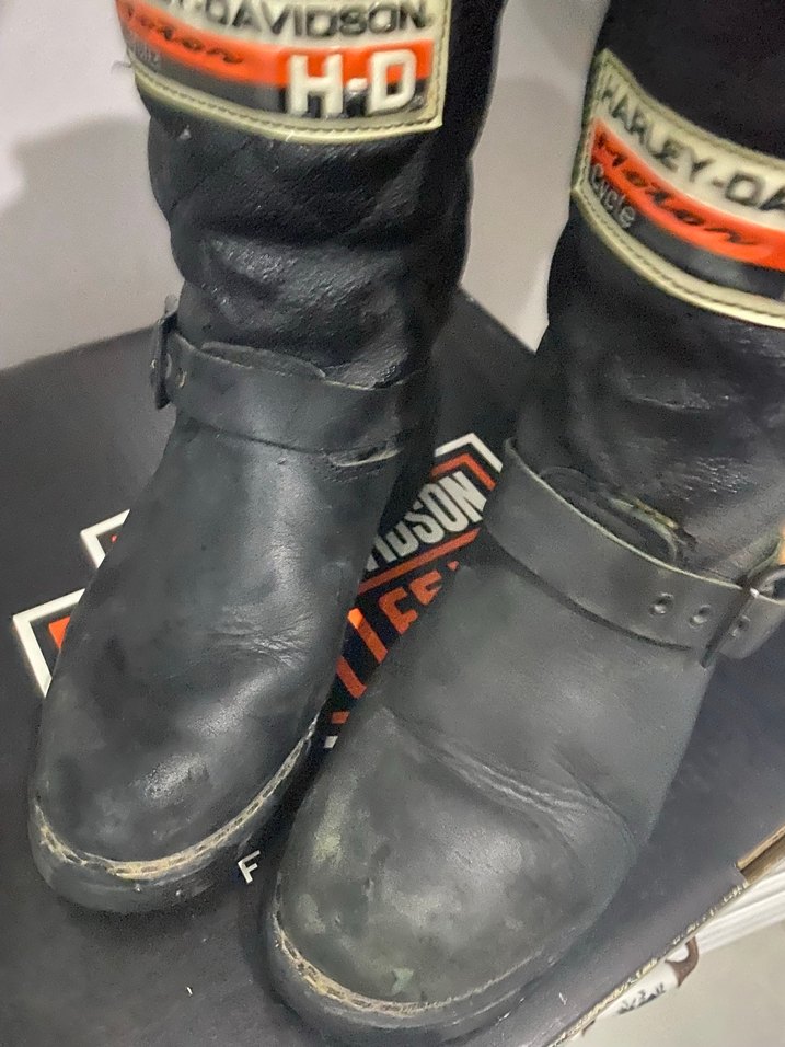 Harley-Davidson Siyah Deri Motosiklet Diz Koruyucu - Görsel 3