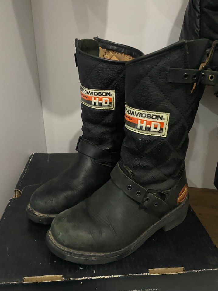 Harley-Davidson Siyah Deri Motosiklet Diz Koruyucu - Görsel 4