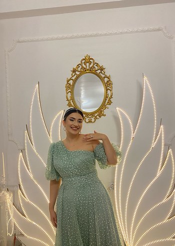 Nakışlı, Drapeli, Straplez Uzun Elbise - Görsel 3