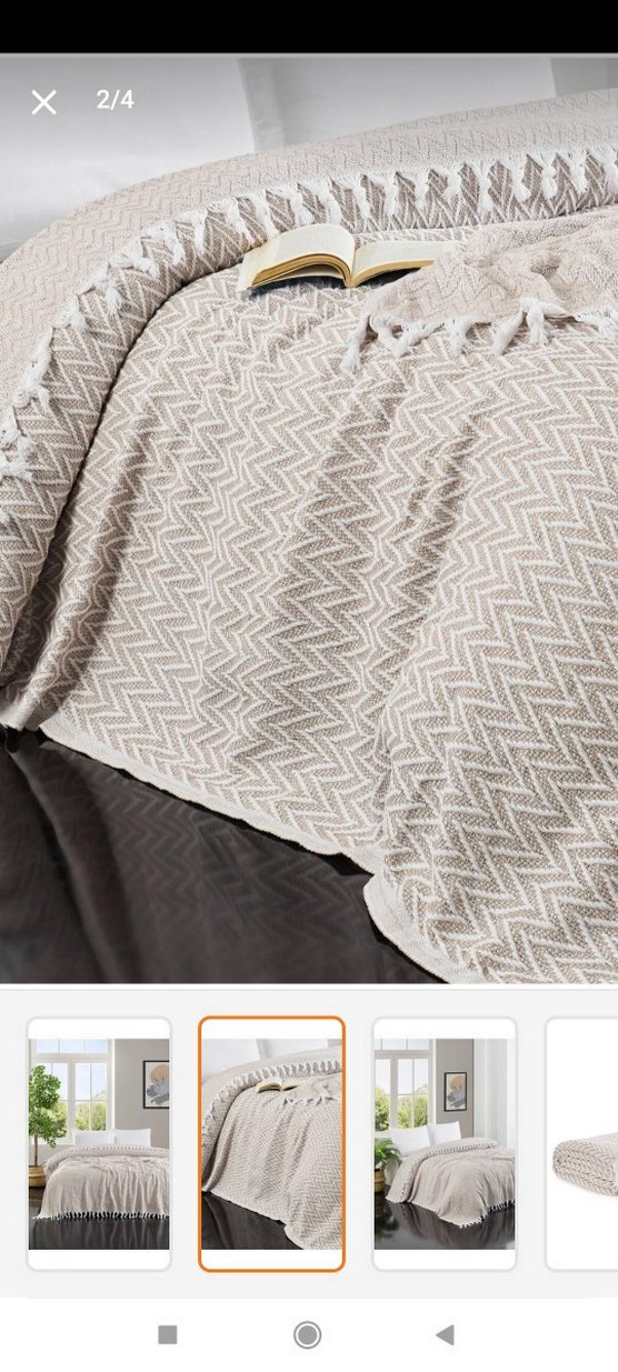 Bej ve Gri Desensiz Yatak Örtüsü - Görsel 2