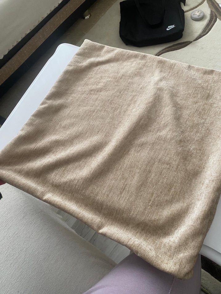 Bej Düz Modern Kırlent Kılıfı - Görsel 3