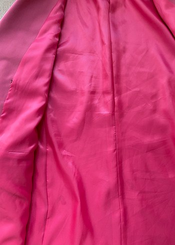 m Beden pembe Renk Düğmeli Pembe Midi Kadın Blazer Ceket