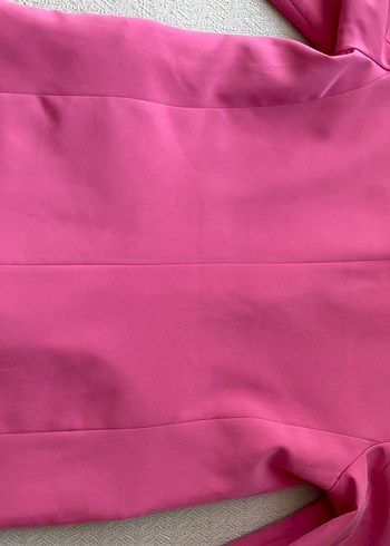 Düğmeli Pembe Midi Kadın Blazer Ceket