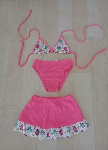 Kız Çocuk Pembe Desenli Bikini