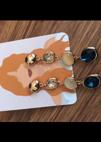 Parlak Renkli Taşlı Uzun Kadın Küpeler - Görsel 2