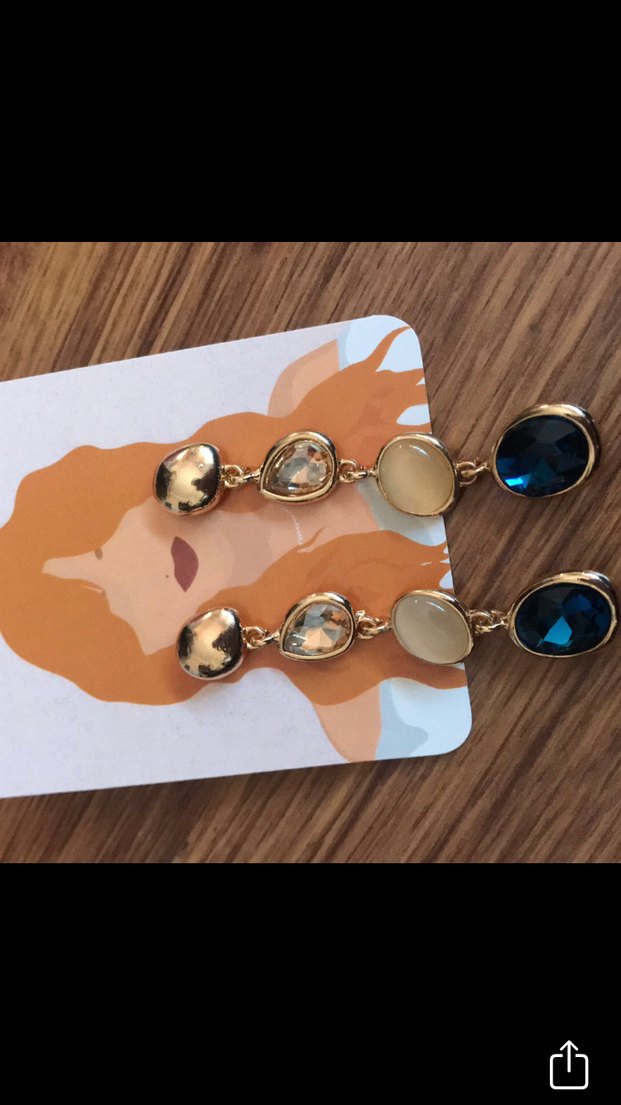 Parlak Renkli Taşlı Uzun Kadın Küpeler - Görsel 2