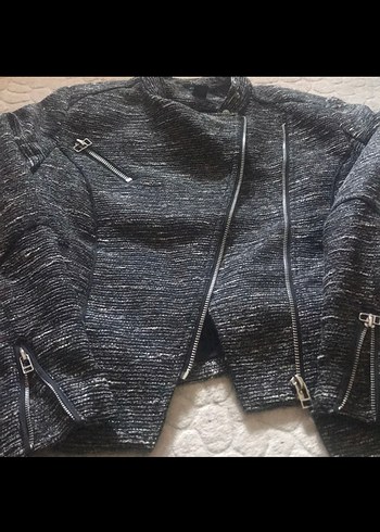 Gri Fermuarlı Kısa Kadın Ceket - Görsel 2