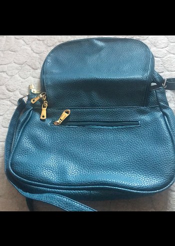 Tokalı Turkuaz Deri Kadın Çanta - Görsel 4