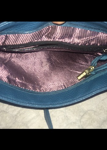 Tokalı Turkuaz Deri Kadın Çanta - Görsel 5