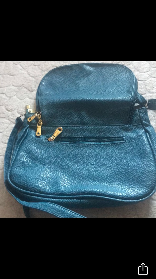 Tokalı Turkuaz Deri Kadın Çanta - Görsel 4