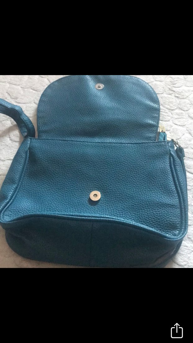 Tokalı Turkuaz Deri Kadın Çanta - Görsel 2