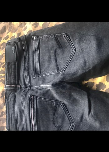 Gri Dar Kesim Biker Denim Erkek Kot Pantolon - Görsel 2