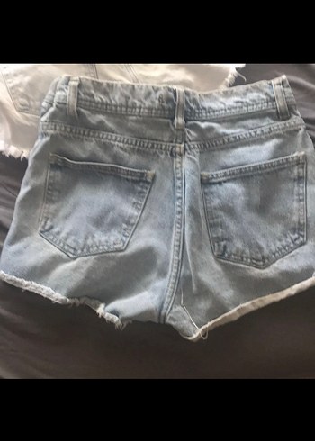 Beyaz Kadın Mini Denim Şort - Görsel 5