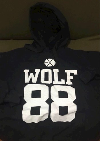 Siyah Kapüşonlu Baskılı Sweatshirt exo kore grubu - Görsel 2