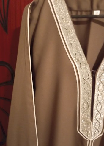 Kahverengi Nakışlı Uzun umre mevlüt elbisesi - Görsel 3