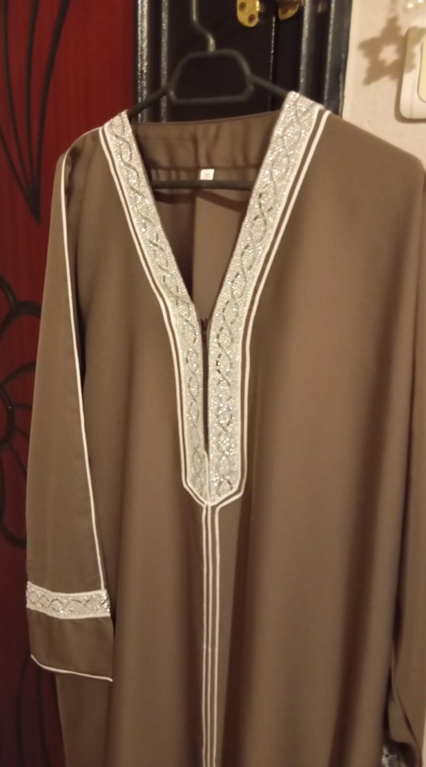 Kahverengi Nakışlı Uzun umre mevlüt elbisesi - Görsel 2