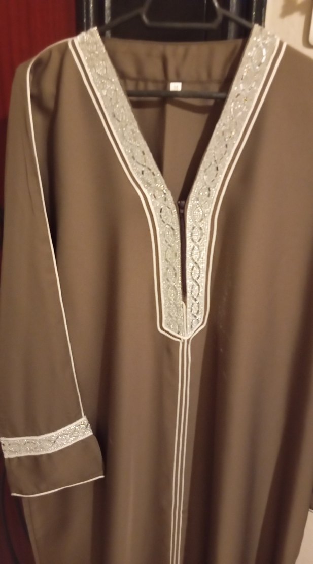 Kahverengi Nakışlı Uzun umre mevlüt elbisesi - Görsel 5