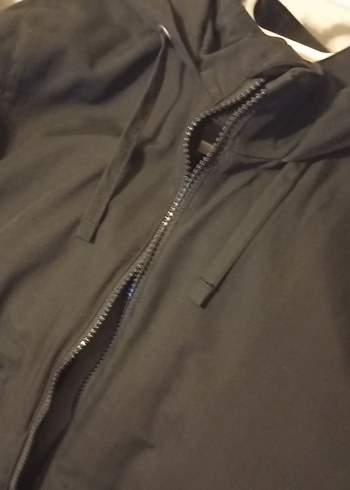 Fermuarlı Siyah Erkek Kapüşonlu mont - Görsel 3