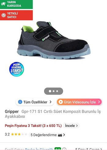 Erkek Siyah gripper marka iş ayakkabısı - Görsel 6