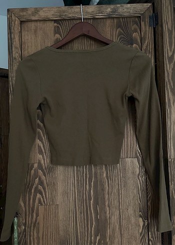 Haki uzun kollu crop - Görsel 2