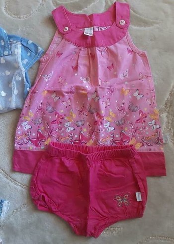 Kelebek Nakışlı Kız Çocuk Pembe Elbise