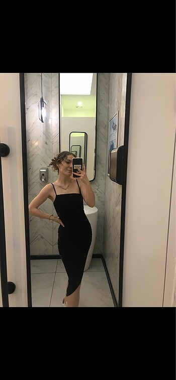 xs Beden Milla asimetrik kesim askılı elbise