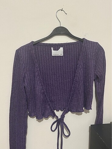 Mor kruvaze crop bluz