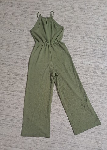 Kadın Keten Uzun Yeşil Tulum - Görsel 5