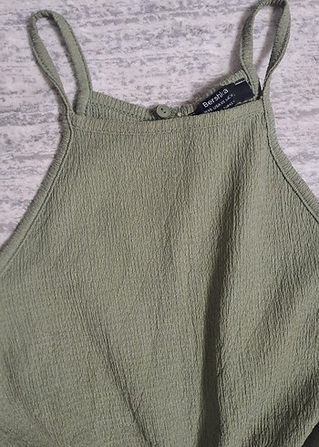 Kadın Keten Uzun Yeşil Tulum - Görsel 2