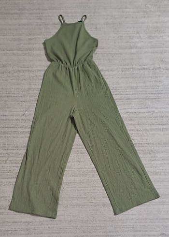 Kadın Keten Uzun Yeşil Tulum - Görsel 7