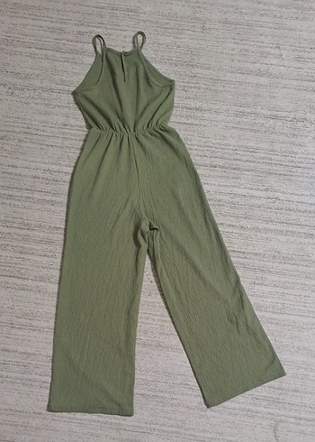 Kadın Keten Uzun Yeşil Tulum - Görsel 6