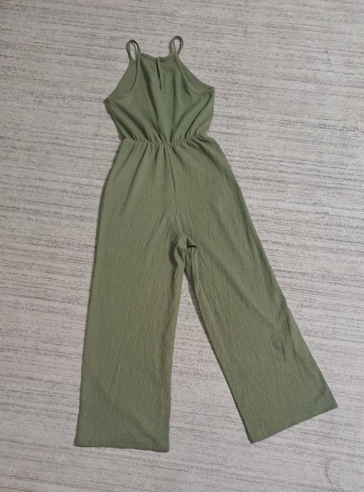 Kadın Keten Uzun Yeşil Tulum - Görsel 5