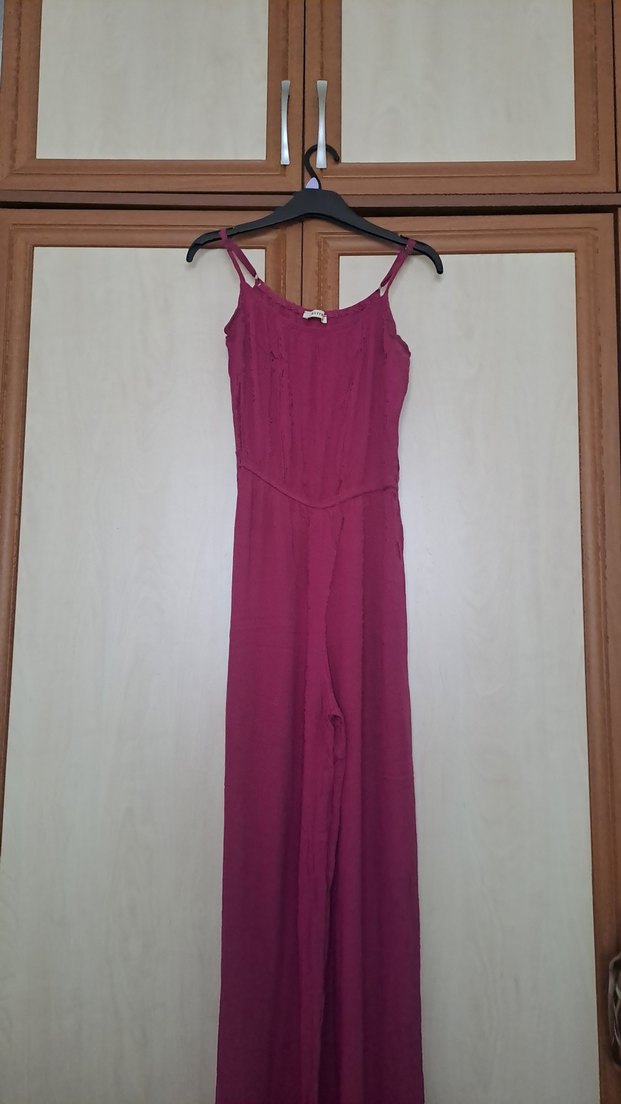 Pembe Uzun Salaş Askılı Tulum - Görsel 3