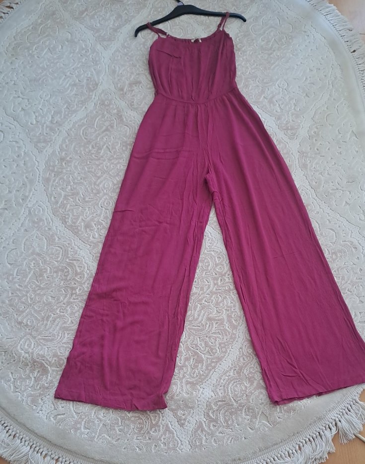 Pembe Uzun Salaş Askılı Tulum - Görsel 4